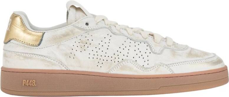 P448 Gouden Sneakers met Witte en Gouden Details