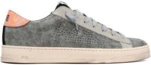 P448 Grijze Gebarsten Leren Sneakers Grijs Heren