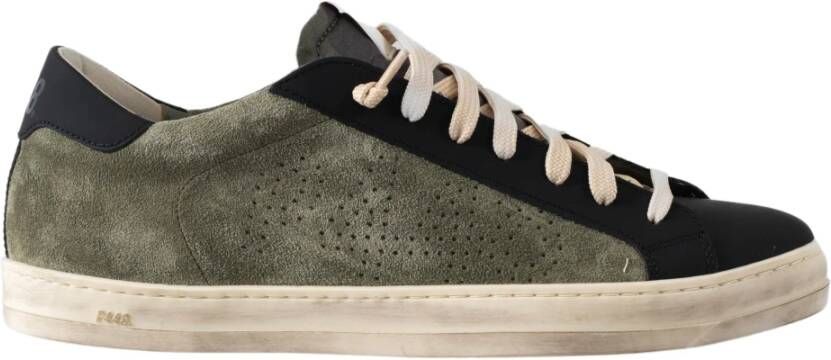 P448 Groene leren sneakers met zwarte details Green Heren