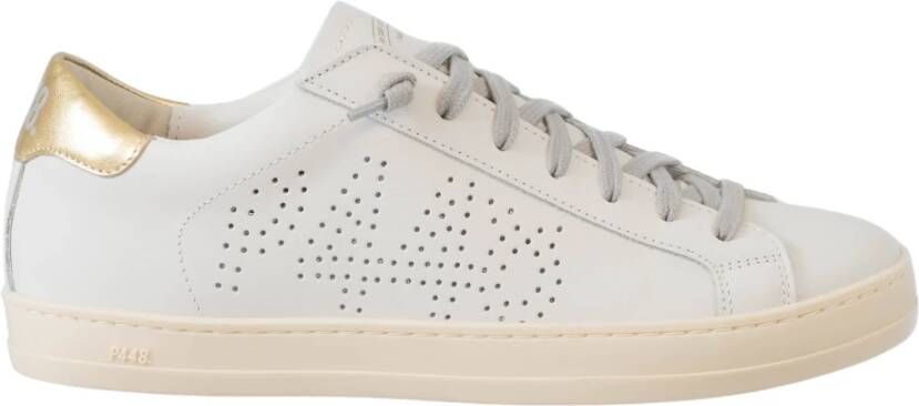 P448 Italiaanse eigentijdse stijl witte leren sneakers