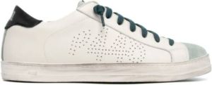P448 John Sneakers met wit leer en lichtgroen suède Wit Heren