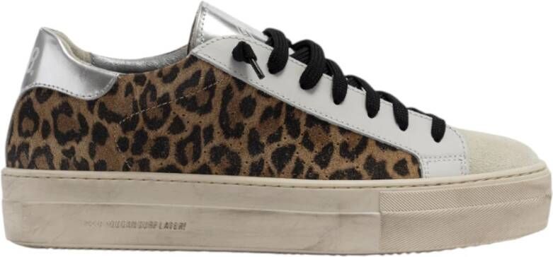 P448 Leopard Silver Platform Sneakers