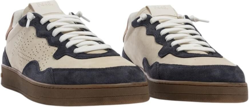 P448 Beige Eigentijdse Sneakers met Blauwe Accenten
