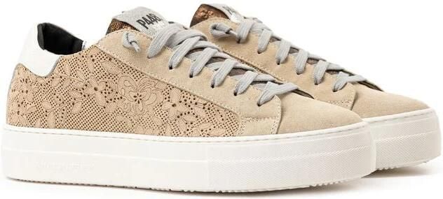 P448 Beige Bloemen Veterschoen