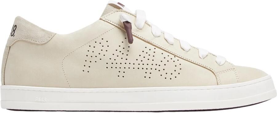 P448 Sneakers van crèmekleurig nubuckleer