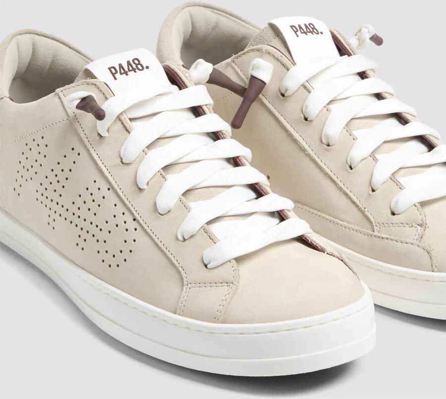 P448 Sneakers van crèmekleurig nubuckleer - Foto 2