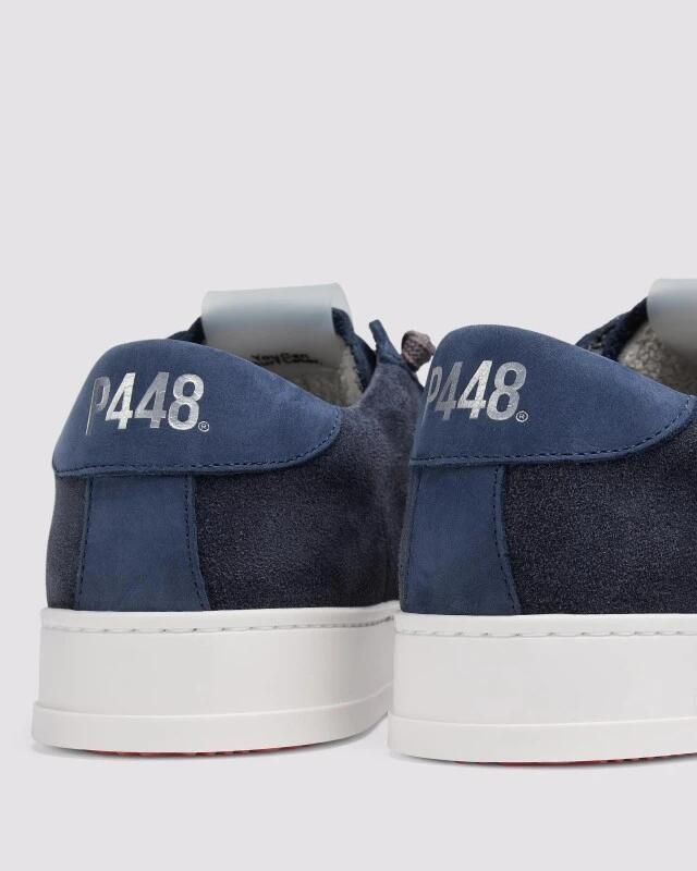 P448 Blauwe Suède Sneakers met Donkergrijze Veters Blue Heren - Foto 3