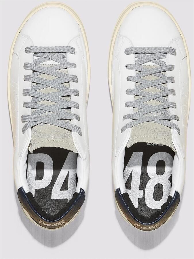 P448 Wit Marineblauw Leren Sneakers