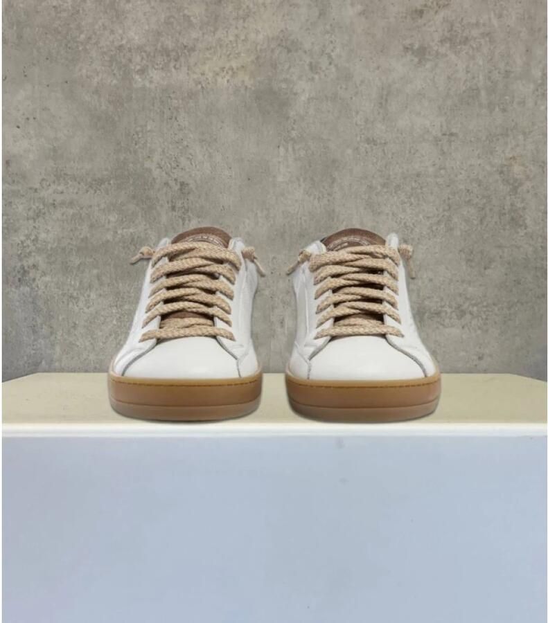 P448 Witte sneakers met karamelzool