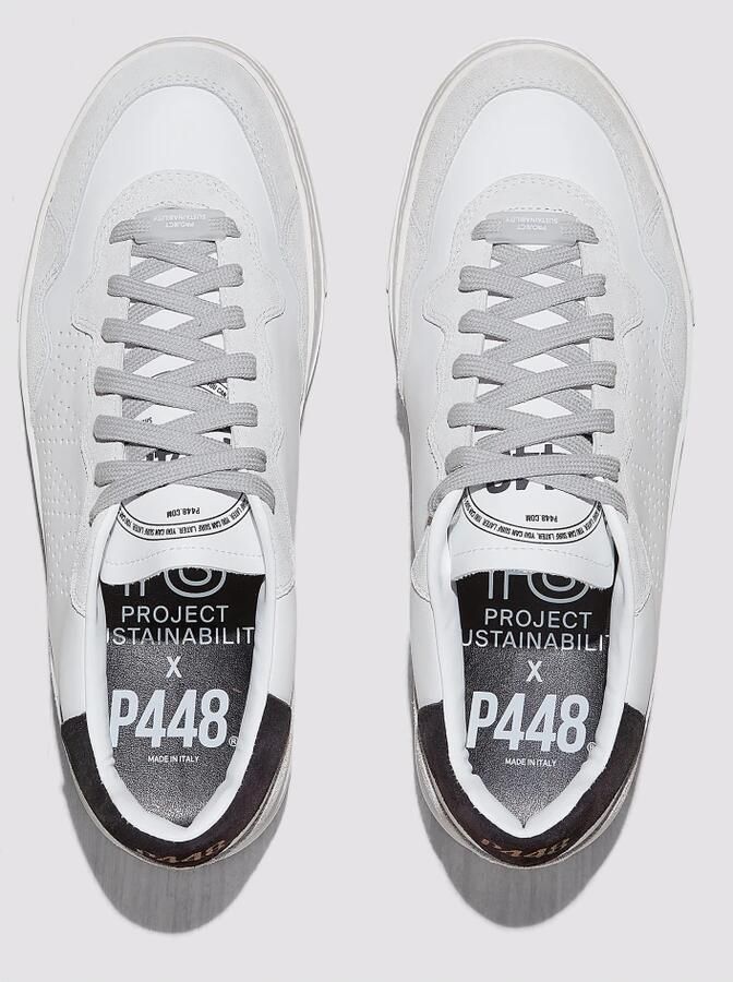 P448 Wit zwarte leren sneakers