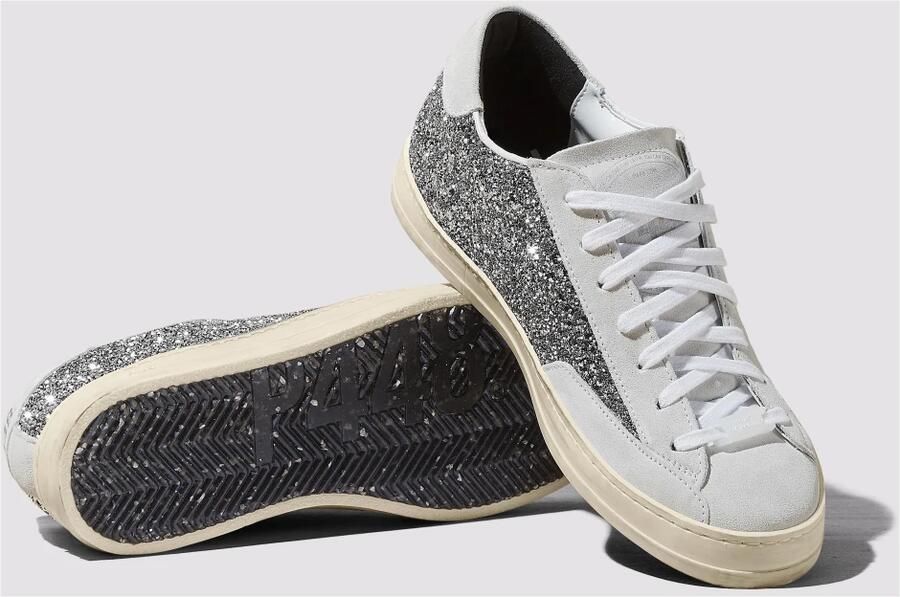 P448 Zilver Glitter Lage Top Sneakers