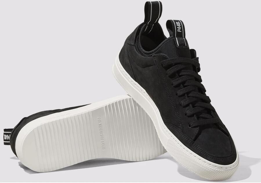 P448 Zwarte Leren Sok Sneakers