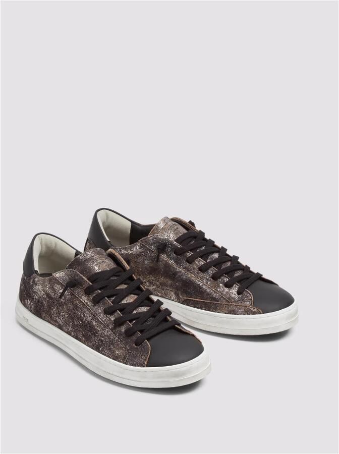 P448 Zwart Zilver Leren Sneakers