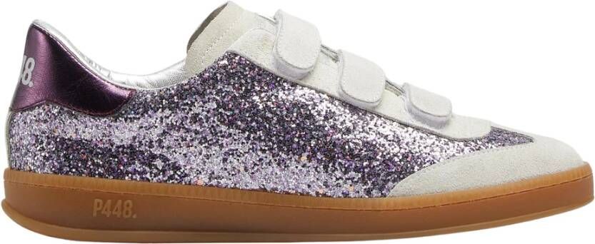 P448 Paarse Glitter Lage Sneakers
