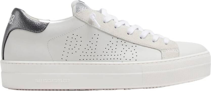 P448 Parel Platform Sneakers Wit Leer