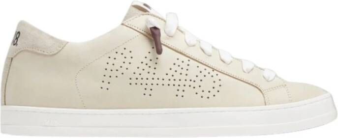 P448 Roomkleurige Suède Sneakers met Wijnaccenten