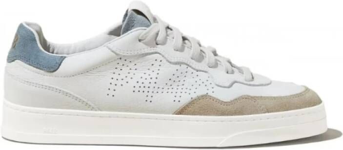 P448 Witte leren sneaker met suède inzetstukken White Heren - Foto 3