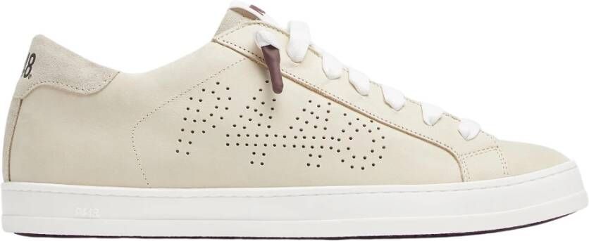 P448 Sneakers van crèmekleurig nubuckleer