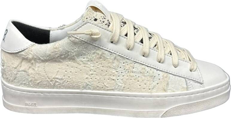 P448 Sneakers van verouderd leer met logodetails White Dames