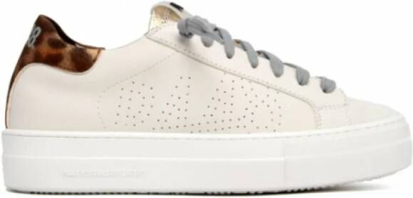 P448 Thea IJs Wit Leren Sneakers Beige Dames