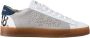 P448 Wit Grijs Leren Sneakers Elegante Stijl Multicolor Heren - Thumbnail 1