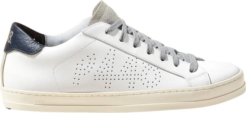 P448 Wit Marineblauw Leren Sneakers
