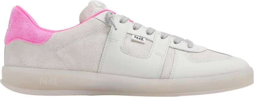 P448 Wit Roze Leren Sneakers