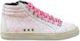 P448 Witte en roze hoge sneakers - Thumbnail 1