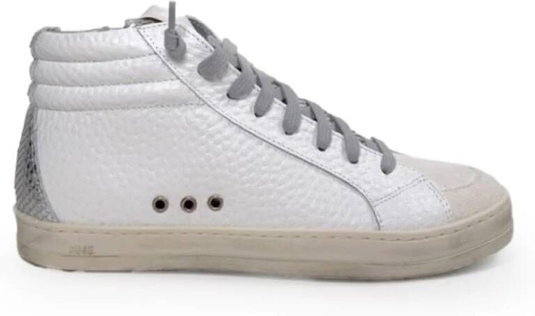 P448 Witte hoge sneakers met grijze details White Dames