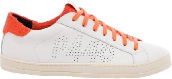 P448 Witte lage sneakers met oranje spons White Heren