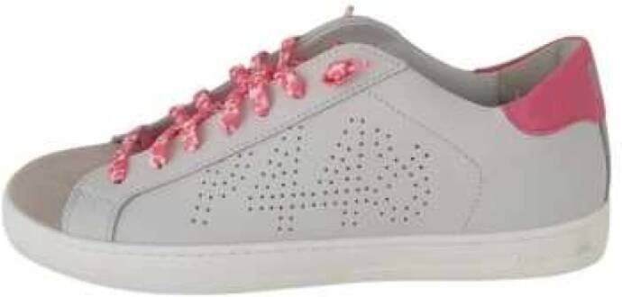 P448 Witte leren bloe veterschoenen