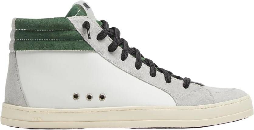 P448 Witte Leren Skateschoenen met Groene Accenten