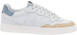 P448 Witte leren sneaker met suède inzetstukken White Heren