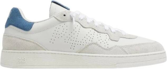 P448 Witte Leren Sneakers Blauw Hielmerk