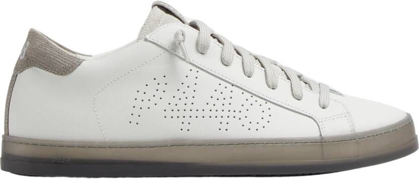 P448 Witte Leren Sneakers met Grijze Details