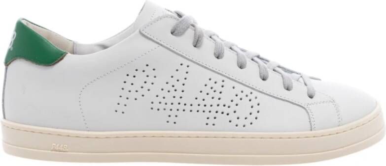 P448 Witte Leren Sneakers met Groene Hiel