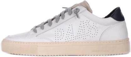 P448 Witte Leren Sneakers met Logo Wit Heren