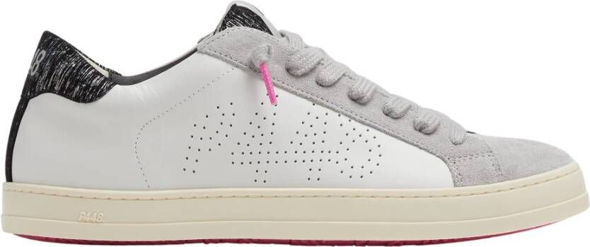 P448 Witte Leren Sneakers met Metalen Accenten