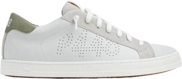 P448 Witte Leren Sneakers met Suède Details