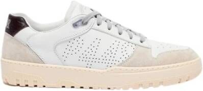 P448 Witte Leren Sneakers met Suede Trim Wit Heren