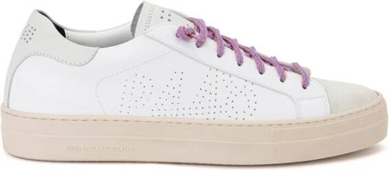 P448 Witte leren Thea sneakers met lurex veters White Dames