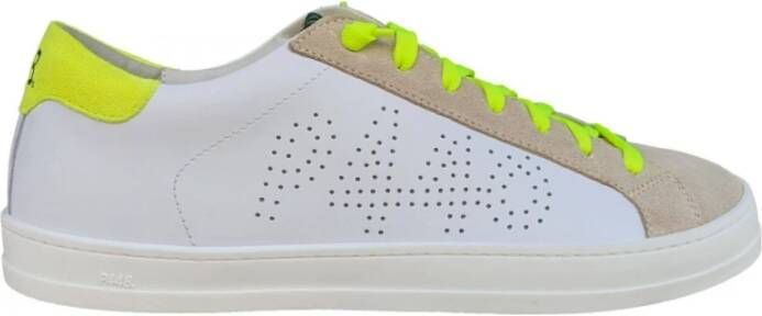 P448 Witte sneaker Jack met gele hiel