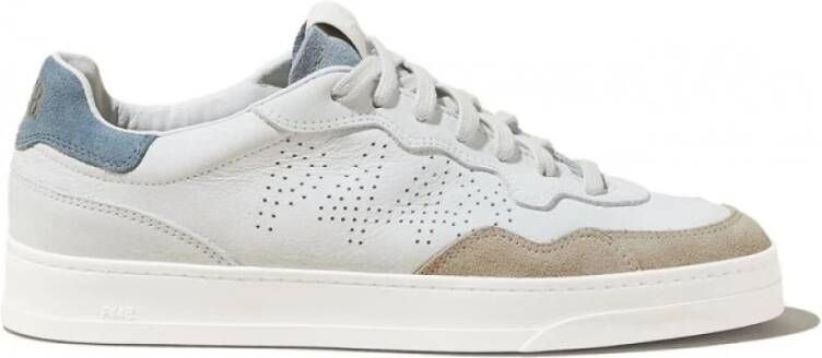 P448 Witte Sneakers met Beige Neus en Blauwe Hiel Multicolor Heren