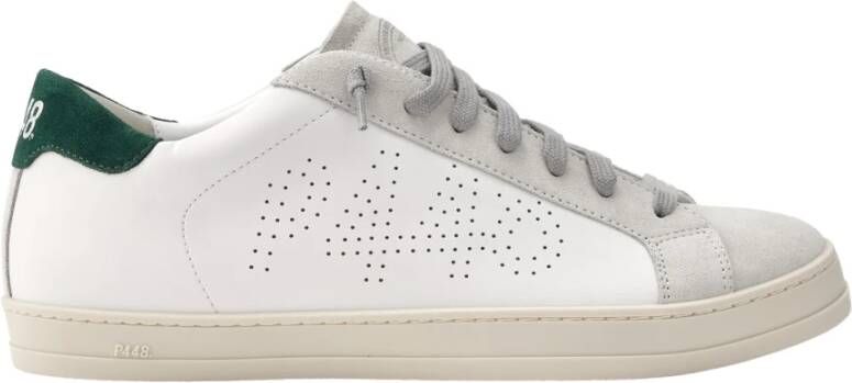 P448 Witte sneakers met groene details