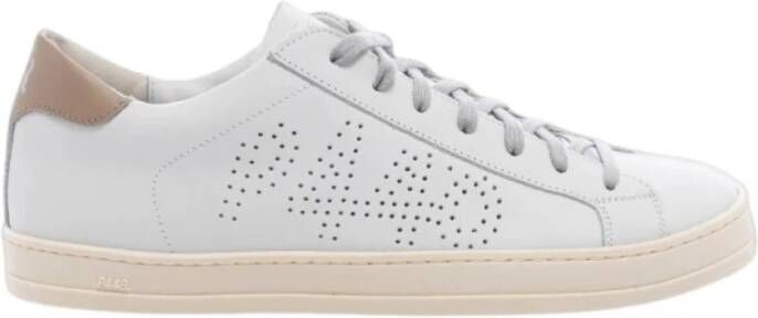 P448 Witte sneakers met lichtbruine hiel