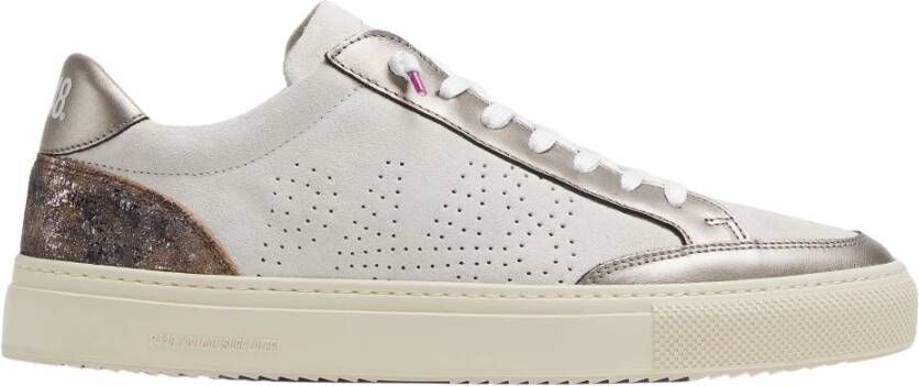 P448 Witte Suède Zilveren Leren Sneakers