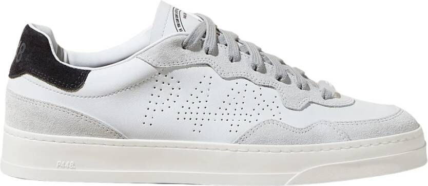 P448 Wit zwarte leren sneakers