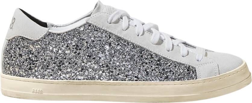 P448 Zilver Glitter Lage Top Sneakers