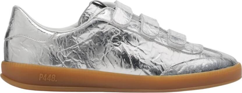 P448 Zilveren Velcro Sneakers met Amber Zool