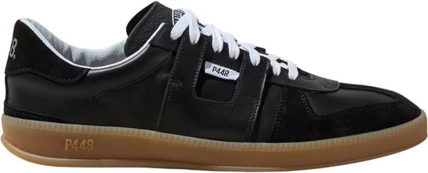 P448 Zwarte Leren Sneakers met Amber Zool